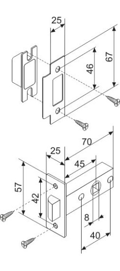 Защелка врезная METF12-45-25 (F12-45-25) SG мат.золото