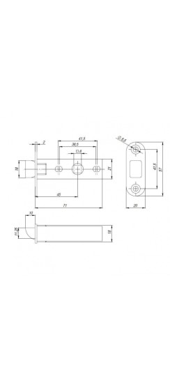 Защелка PLASTPL45-R20 (PL45-R20) (врезная) SN мат. никель тех.упаковка без ответной планки