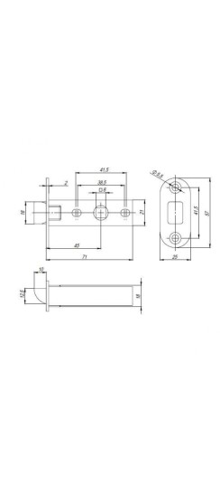 Защелка PLASTPL45-R25 (PL45-R25) (врезная) SN мат. никель тех.упаковка без ответной планки