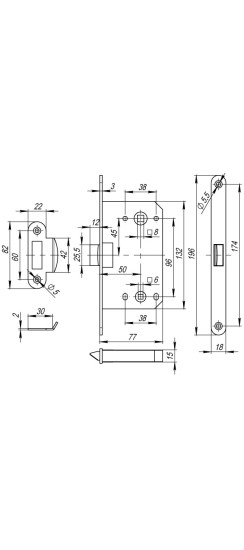 Защелка PLASTP96WC-50 (P96WC-50) AB бронза
