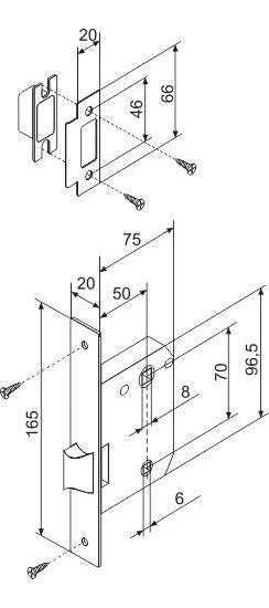 Защелка врезная METF72-50 (F72-50) SN мат.никель