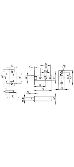 Защелка врезная PLASTP12-45-25 WH белый