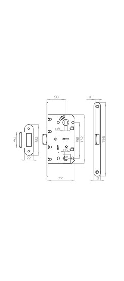 Защелка врезная PLASTLP96WC-50 AB бронза
