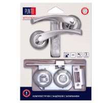 Комплект ручек с защелкой c запиранием LM/A SET72R.TL54.CRONA/HD SN/CP-3 матовый никель/хром