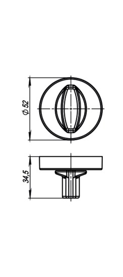 Ручка поворотная BK6.R.URB52 (WC-BOLT BK6/URB) OB-13 античная бронза