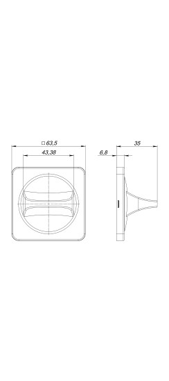 Ручка поворотная BKW8x75.K.MSC62 BL-24 черный ПЛАСТИК