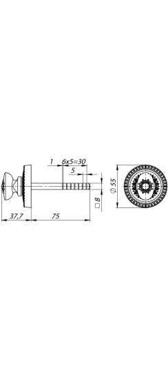 Ручка поворотная BKW8.R.CL55 (BKW8/CL) AS-9 античное серебро