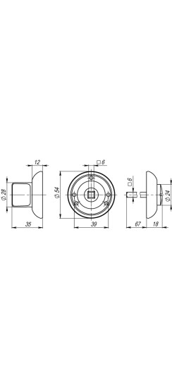 Ручка поворотная BK6.R.LD54 (BK6) CP-8 хром