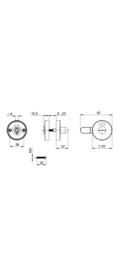 Ручка поворотная BK8.R.DSS304-button с индикатором INOX 304