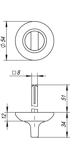 Ручка поворотная BKW8.R.RM54 (BKW8 RM) CP-8 хром