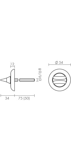 Ручка поворотная BKW8x75.R.HMR54 PLASTIC (HMR8x75) CP хром