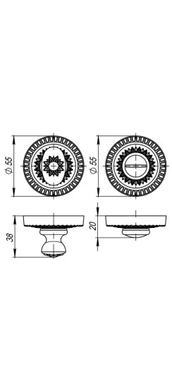 Ручка поворотная BK6.R.CL55 (BK6/CL) SILVER-925 серебро 925