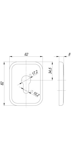 Декоративная Квадратная накладка на цилиндр ET-DEC SQ (ATC Protector 1) CP-8 Хром