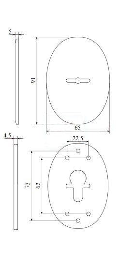 Декоративная накладка ESC 475 (90х65) СP ХРОМ на сувальдный замок
