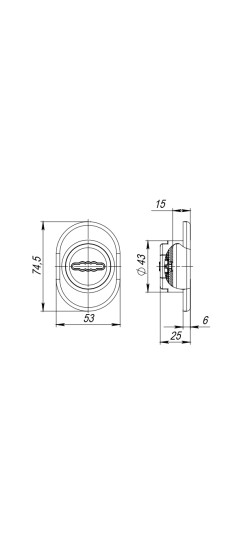 Накладка на сувальдный замок ESC.S-auto/U/OV.477 (ESC 477 U (70х50) ) с подпруж. шторками СР хром