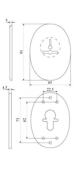 Декоративная накладка ESC 476 (90х65) СP ХРОМ на сувальдный замок с шторкой