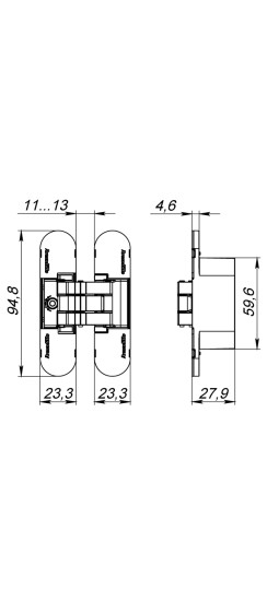 Петля скрытой установки U3D4000 BL (9540UN3D) черный