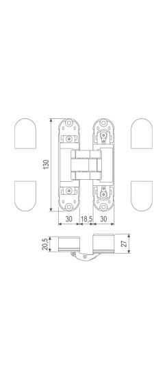 E30200.92.91 (белый) петля ECLIPSE 2.1 (4 накладки в комплекте), 60 кг.