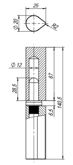 Петля приварная Т1254/140х20x25 мм с подшипником