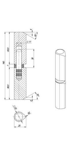 Петля приварная D20x140S (с фаской)