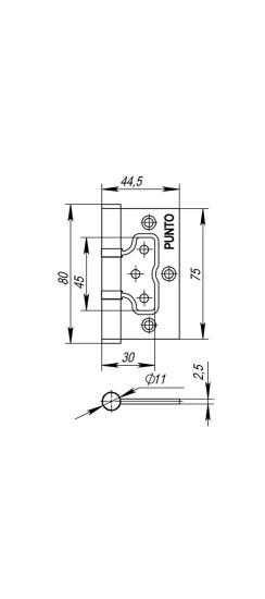 Петля универсальная без врезки IN3200W AB (200-2B 75x2,5) бронза