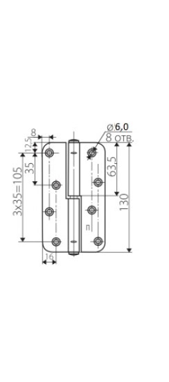 Петля накладная ПН-130 цинк, правая ПОДВЕС