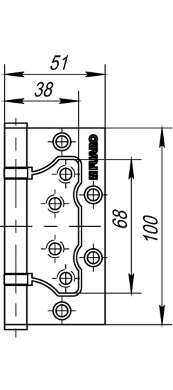 Петля универсальная без врезки IN4500W SB (500-2BB 100x2,5) мат. золото