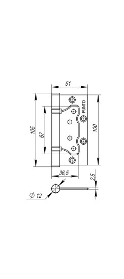 Петля универсальная без врезки IN4200W CFB (200-2B 100x2,5) кофе глянец