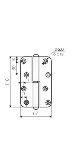 Петля накладная ПН-110 цинк, правая ПОДВЕС