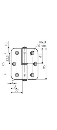 Петля накладная ПН1-85 белая, левая ПОДВЕС