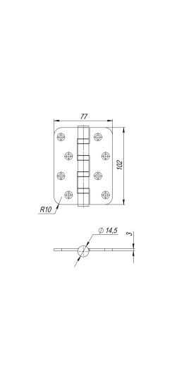 Петля из нержавейки универсальная IN4400U-R10 INOX (4BB-R10 102х76х3)