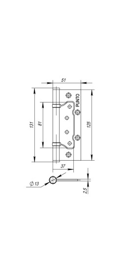 Петля универсальная без врезки IN5200W CF (200-2B 125x2,5) кофе