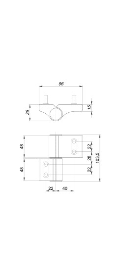 Петля дверная IN-U2B1-120-2 RAL 9016