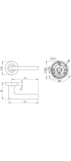 Ручка раздельная R.TL54.REX (REX TL) 105mm SG/GP-4 матовое золото/золото