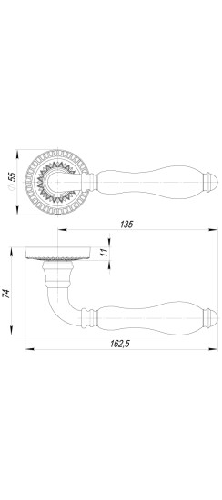 Ручка раздельная R.CL55.Silvia (Silvia CL1) AS/LWP-109 античное серебро/беж.фарфор