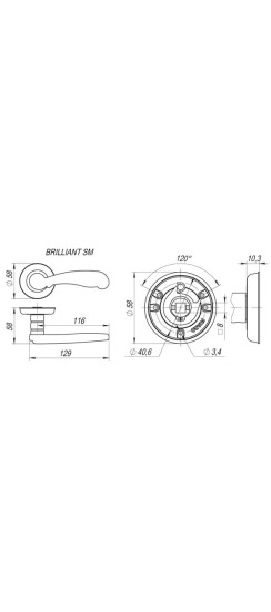 Ручка раздельная R.SM58.BRILLIANT (BRILLIANT SM) GOLD-24 золото 24К