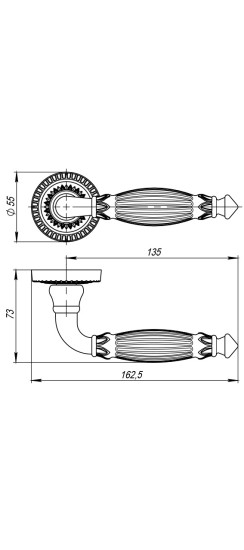 Ручка раздельная R.CL55.Bella (Bella CL2) OB-13 античная бронза