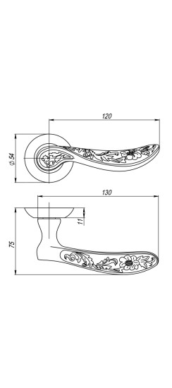 Ручка раздельная R.TL54.FLOR (FLOR TL) CF-17 кофе