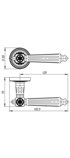 Ручка раздельная R.CL55.Matador (Matador CL4) OB-13 античная бронза