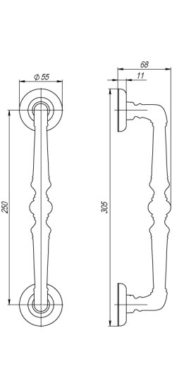Ручка-скоба PULL.SM250.PALAZZO MAB-6 (PALAZZO PULL SM) темная бронза
