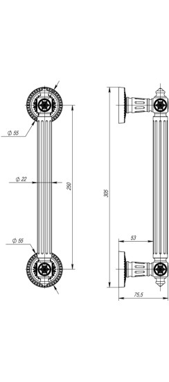 Ручка-скоба PULL.CL250.Matador ( Matador PULL CL) GOLD-24 золото 24К