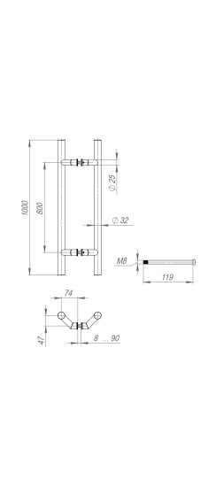 Ручка-скоба PULL.PH32/1000.45 INOX 304 (PH-45-32/1000-INOX)