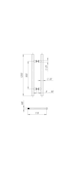 Ручка-скоба PULL.PH32/1200.22 INOX 304 (PH-22-32/1200-INOX) BLACK