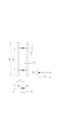 Ручка-скоба PULL.PH32/600.45 INOX 304 (PH-45-32/600-INOX)