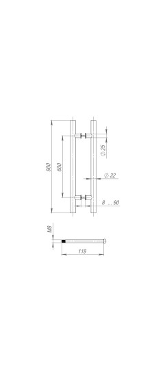 Ручка-скоба PULL.PH32/900.22 INOX 304 (PH-22-32/900-INOX) BLACK