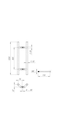 Ручка-скоба PULL.PH32/1200.45 INOX 304 (PH-45-32/1200-INOX)