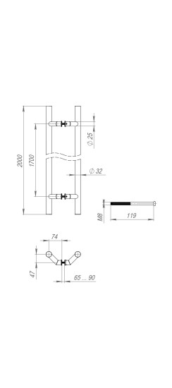 Ручка-скоба PULL.PH32/2000.45 INOX 304