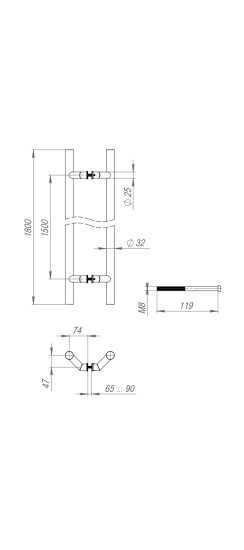 Ручка-скоба PULL.PH32/1800.45 INOX 304