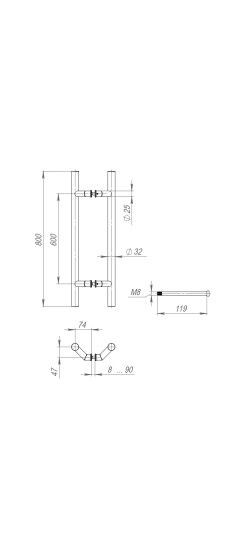 Ручка-скоба PULL.PH32/800.45 INOX 304 (PH-45-32/800-INOX)