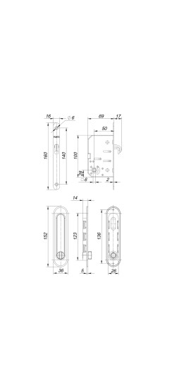Защелка с ручками для раздвижных дверей SH.SL152.KIT011-BK (Soft LINE SL-011) BL-24 черный